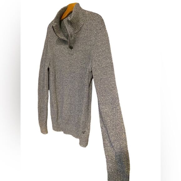 American Eagle Sz LT Heathered Gray Fisherman’s High Collar Zip Sweater - Picture 4 of 8